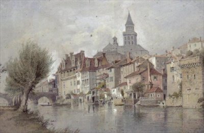 Perigeaux na ostrově, Basses-Pyrénées od Thomas Allom