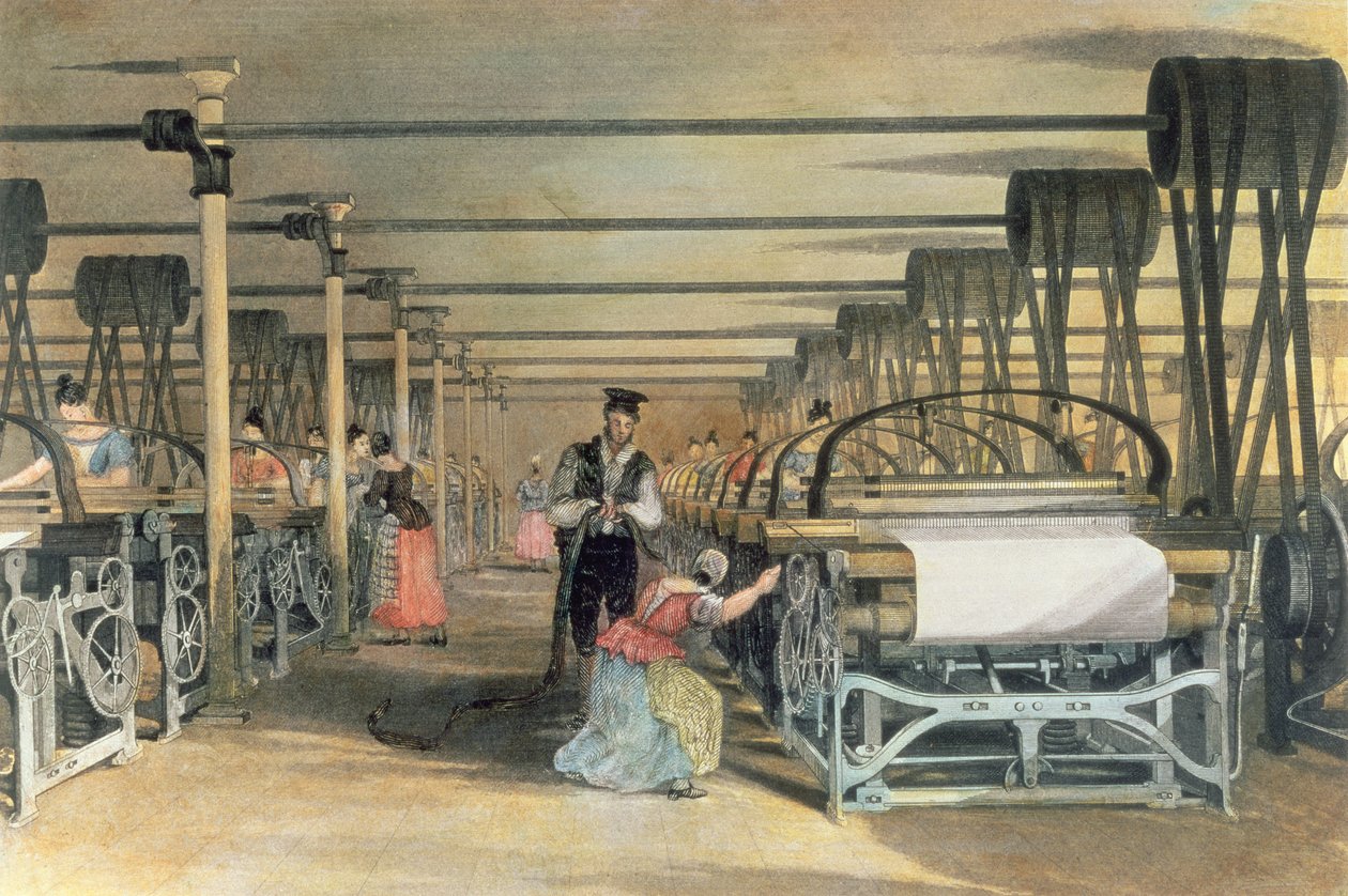 Tkaní na elektrickém stavu, 1834 od Thomas Allom