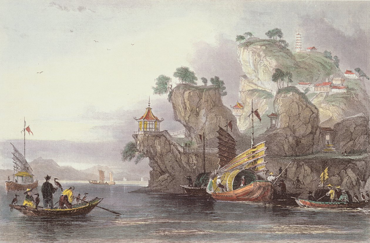 Císařský palác v Tseaou-Shan, z „Čína v řadě pohledů“ od George Newenhama Wrighta (asi 1790-1877) 1843 od Thomas Allom