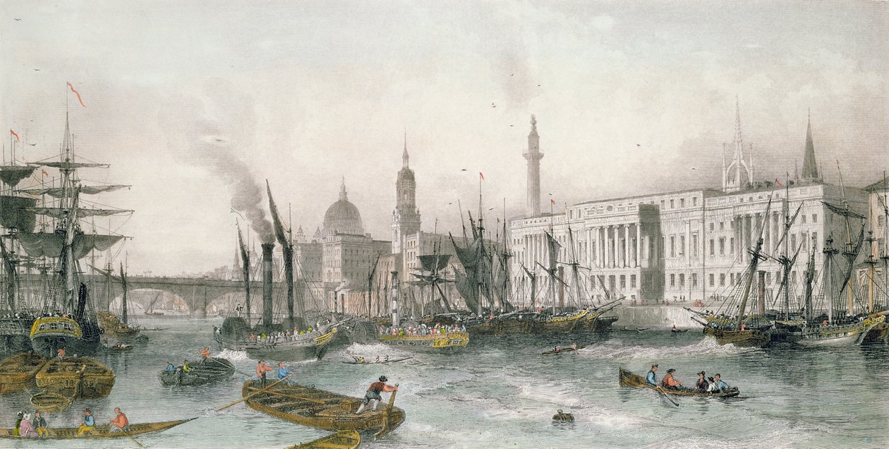 The Port of London (barevná rytina) od Thomas Allom