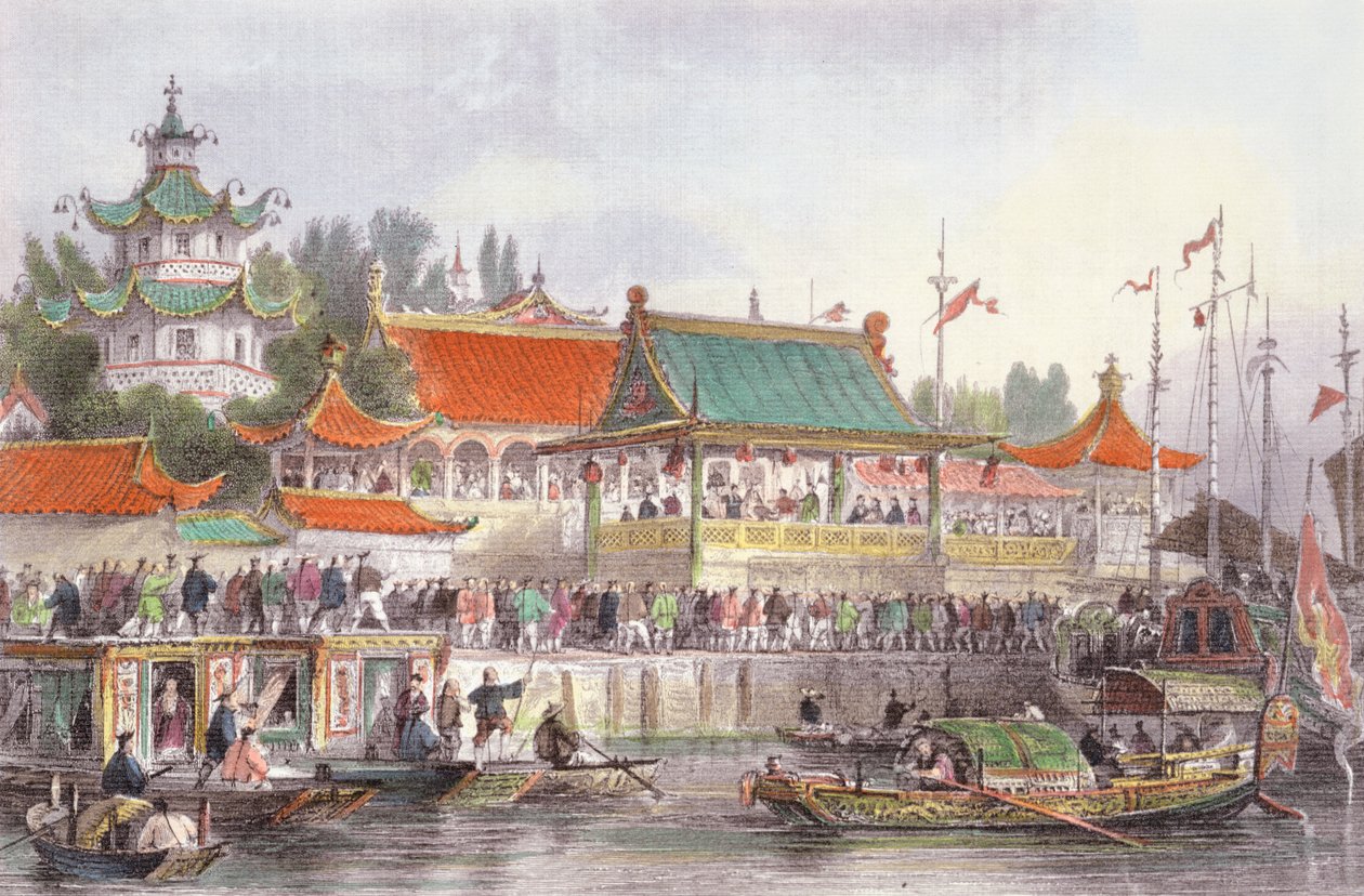 Divadlo v Tien-Sing, z ‚Čína v řadě pohledů‘ od George Newenhama Wrighta (asi 1790-1877) 1843 od Thomas Allom