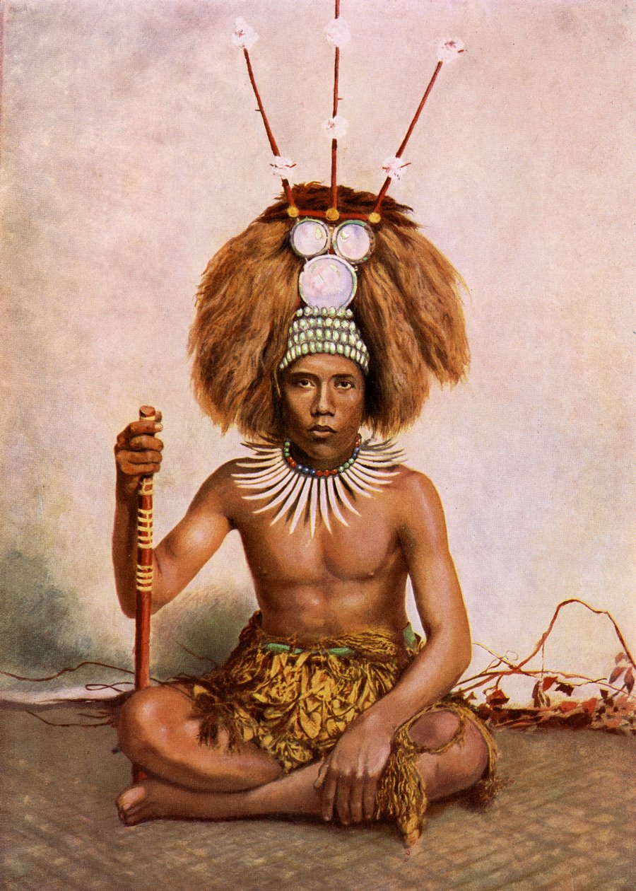 Manaia, syn samojského náčelníka (Matai) na hlavě tuiga, 1890-1910 od Thomas Andrew