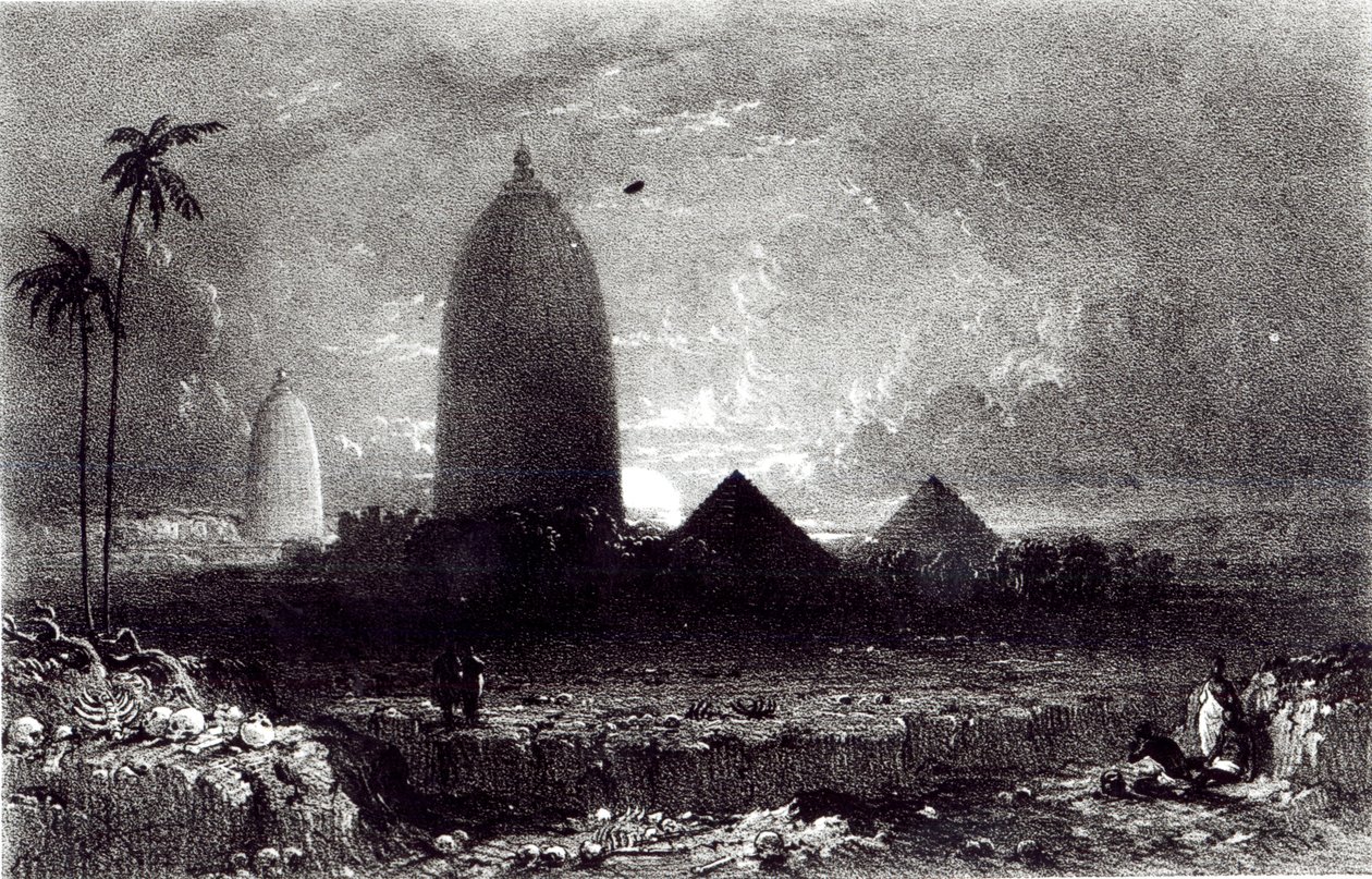Chrám Jagannath, vyryl A. Picken, 1837 od Thomas Bacon