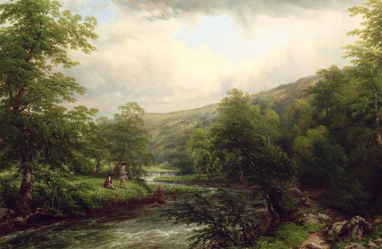Rybaření na Dee, 1861 od Thomas Baker