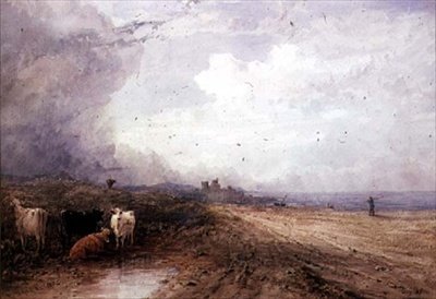 Krajina, s dobytkem, 19. století od Thomas Baker