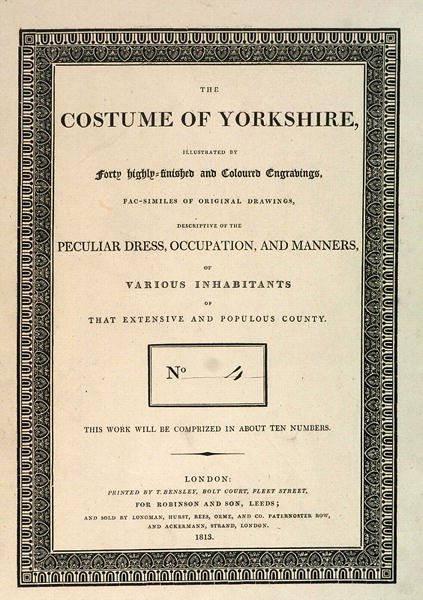 Přední strana obálky The Costume of Yorkshire, Part IV od George Walkera, 1813 od Thomas Bensley