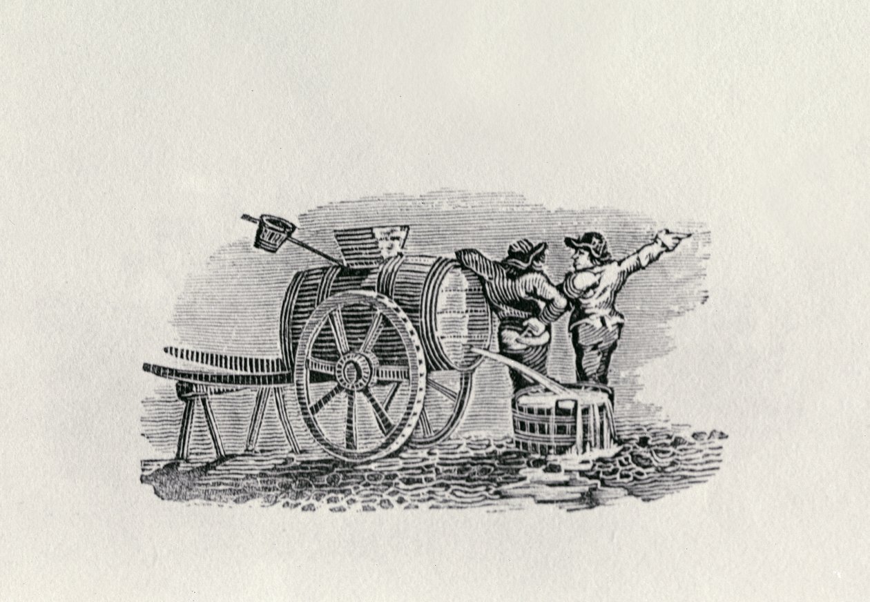Dva muži s barelovým vozíkem (dřevorytina) od Thomas Bewick