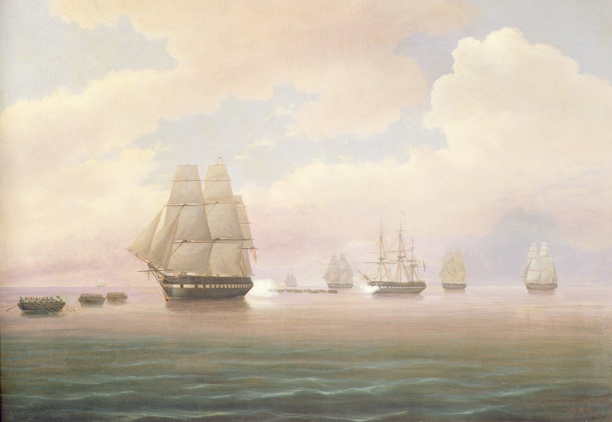 Útěk americké fregaty Constitution, 1838 od Thomas Birch