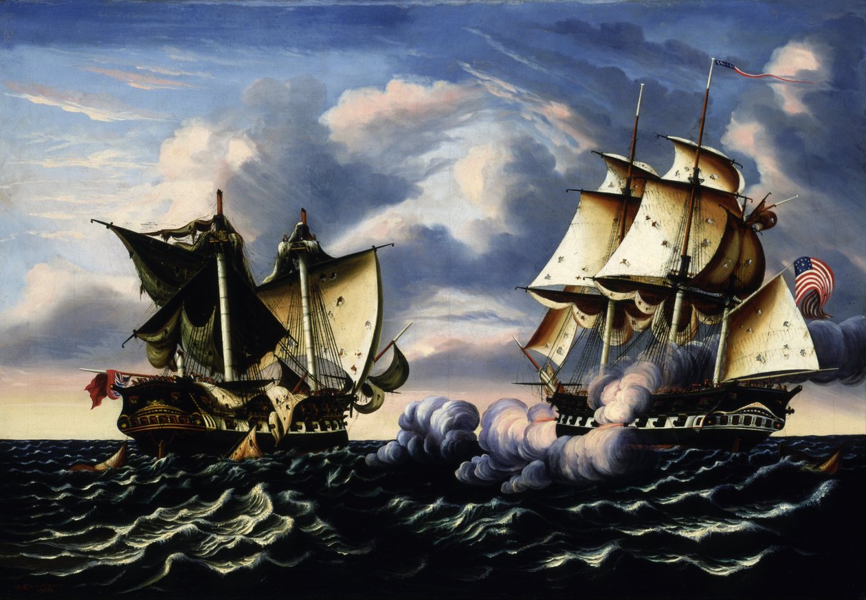 Zachycení H.B.M. Frigate Macedonian od USA Frigate United States, 25. října 1812 od Thomas Chambers