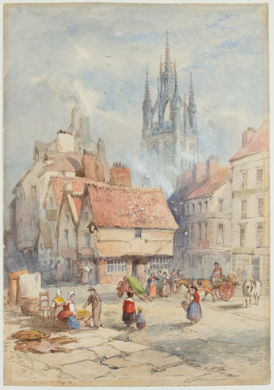 Middle Street, Newcastle upon Tyne (tuš a akvarel na papíře) od Thomas Charles Leeson Rowbotham