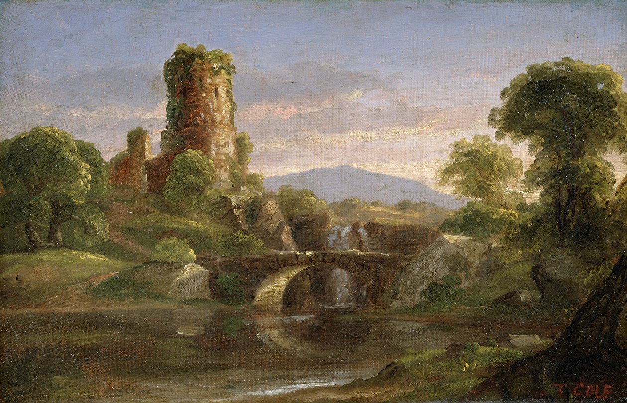 Hrad a řeka od Thomas Cole