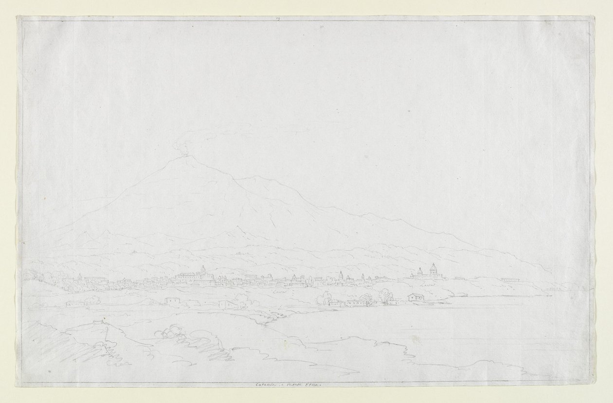 Katánie a Etna, Sicílie, cca 1832 od Thomas Cole