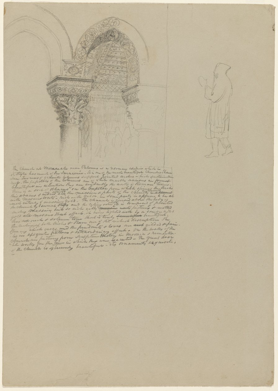 Podrobnosti o hlavních městech v kostele v Monreale, 1842 od Thomas Cole