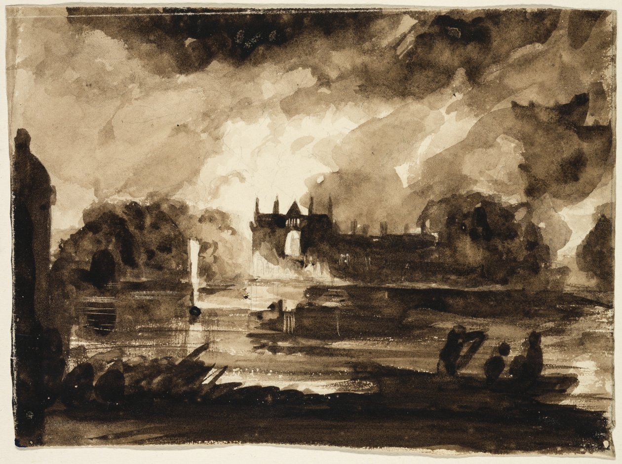 Efekt pro Newstead Abbey, Nottinghamshire, Anglie, 1830 (hnědá tužka na papíře) od Thomas Cole