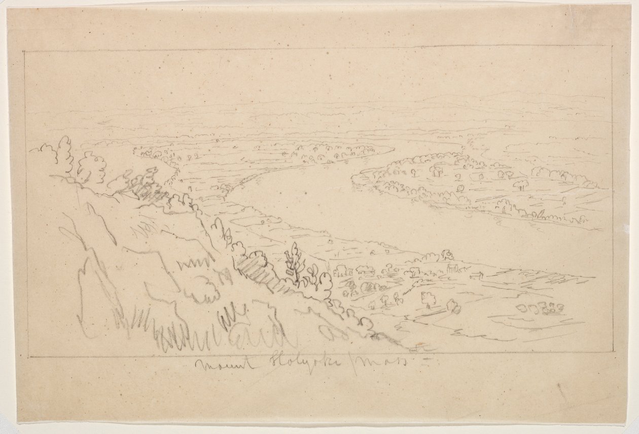 Mount Holyoke, Massachusetts (grafit na pauzovacím papíru) od Thomas Cole
