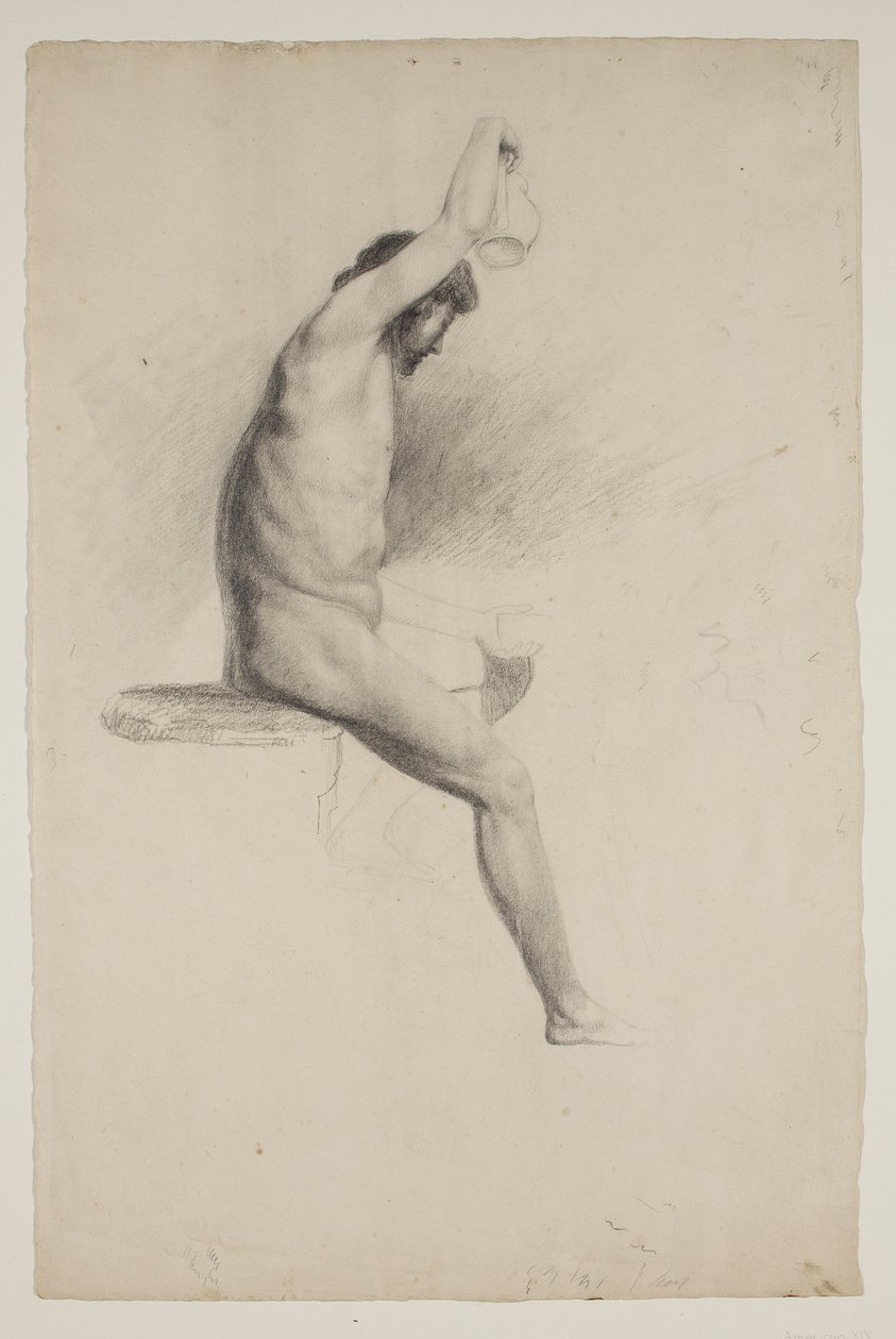 Nahá postava sedícího muže, cca 1832 od Thomas Cole