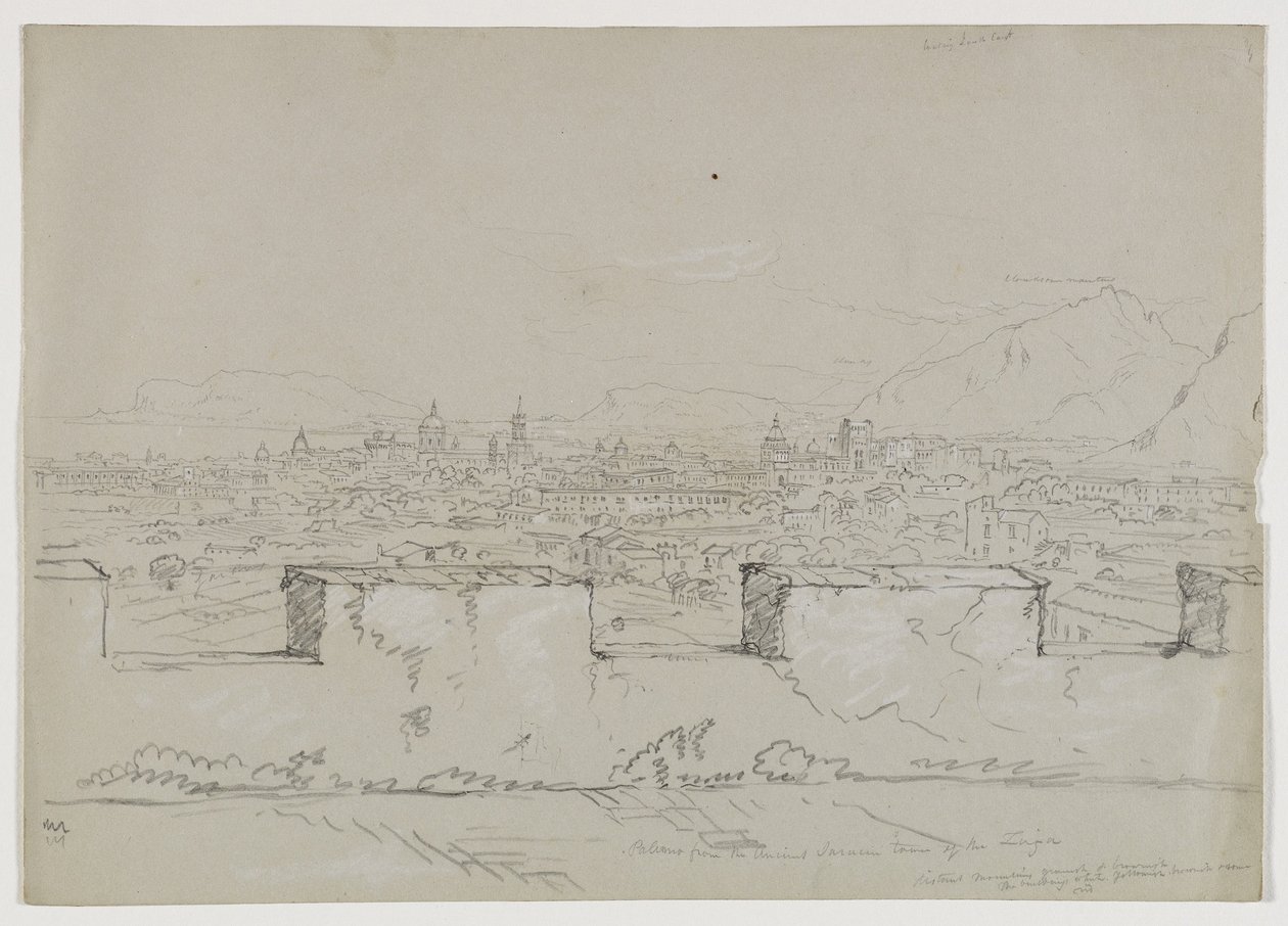 Palermo, Sicílie, ze starověké saracénské věže Zisa, 1842 od Thomas Cole