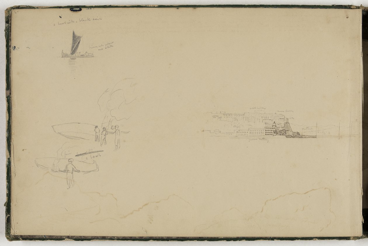 Panorama Neapolského zálivu, asi 1832 (pero a hnědá tuš nad grafitovou tužkou na bělavém vliesovém papíře) od Thomas Cole
