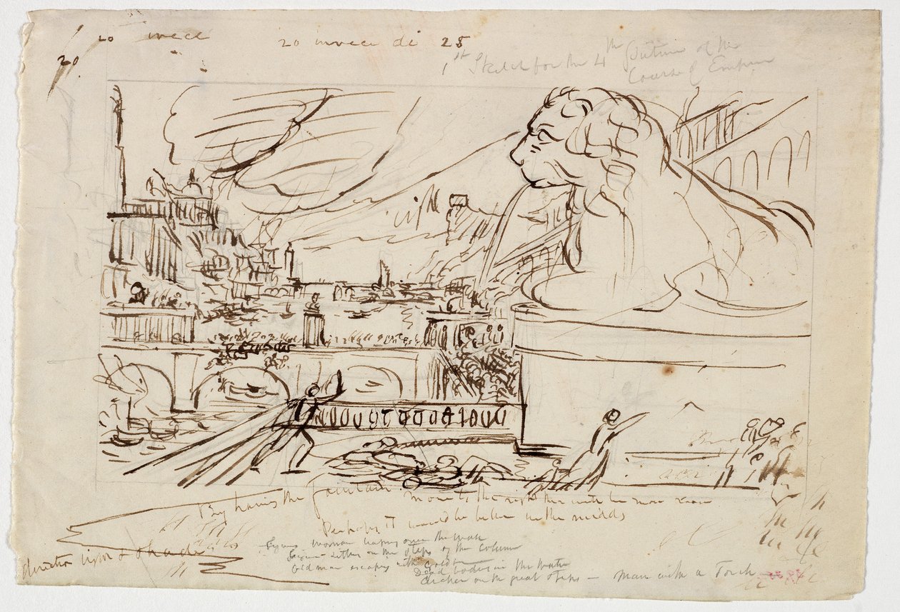 Sketch for Destruction, ze série Course of Empire, c.1836 od Thomas Cole