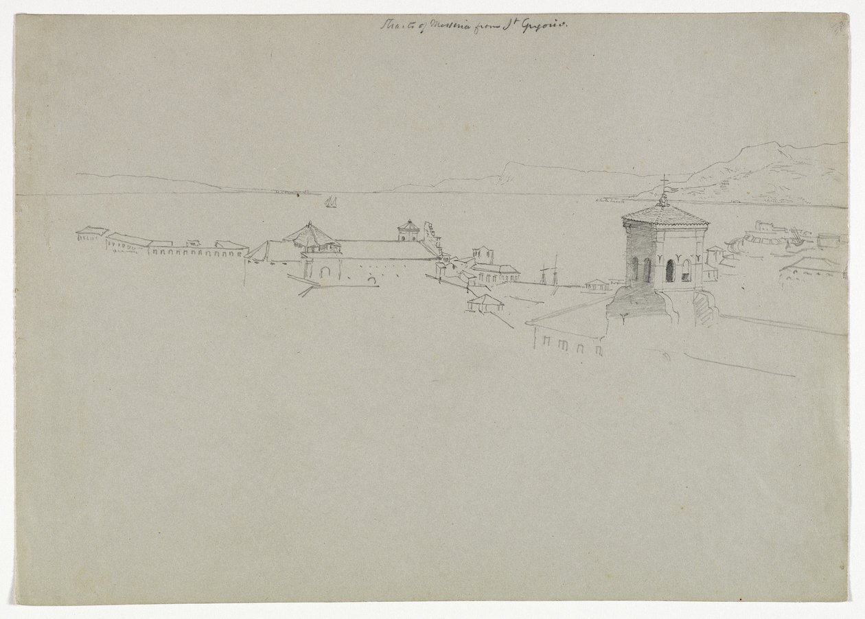 Messinská úžina ze San Gregorio, Messina, Sicílie, 1842 od Thomas Cole