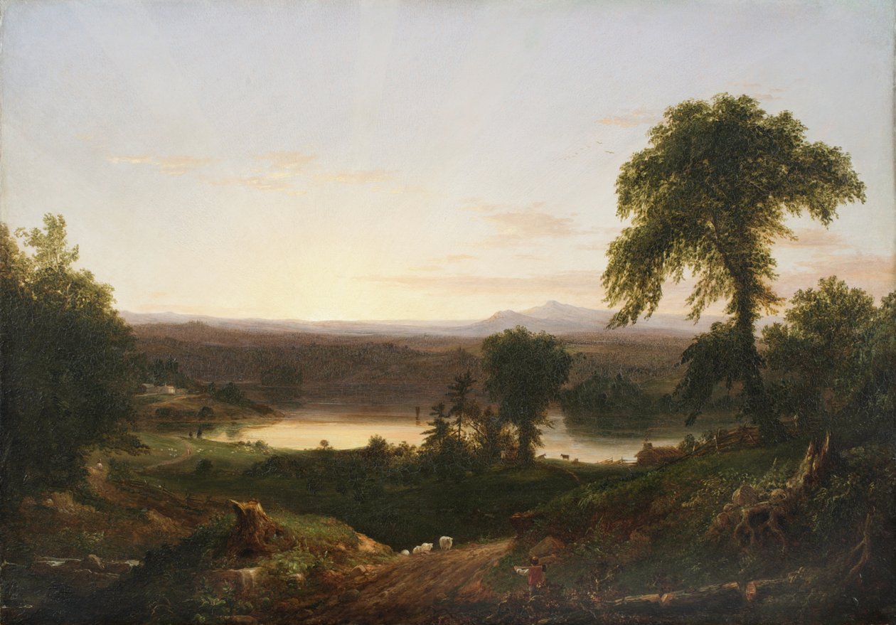 Summer Twilight, Vzpomínka na scénu v Nové Anglii, 1834 (olej na dřevěné desce) od Thomas Cole