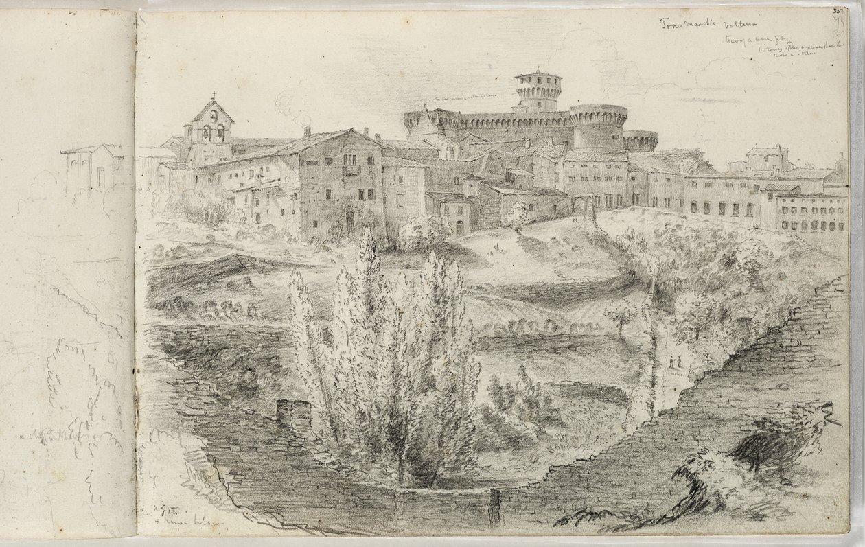Rocca Nuova (nebo Torre Maschio, Volterra) cca 1831 od Thomas Cole