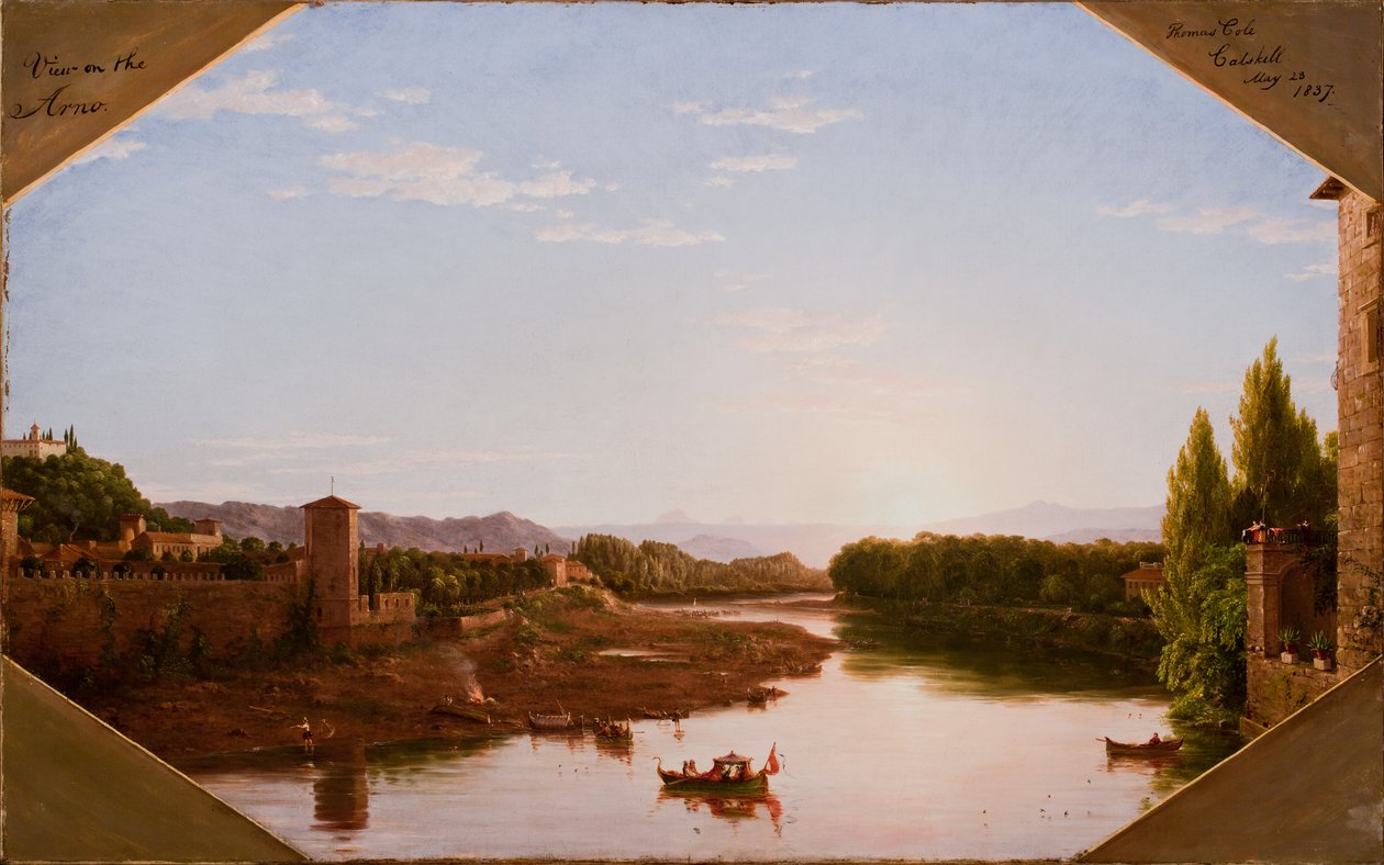 Pohled na Arno, poblíž Florencie, 1837 od Thomas Cole