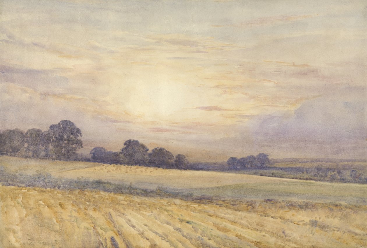 Landscape at Sunset, c.1891 (wc na papíře) od Thomas Collier