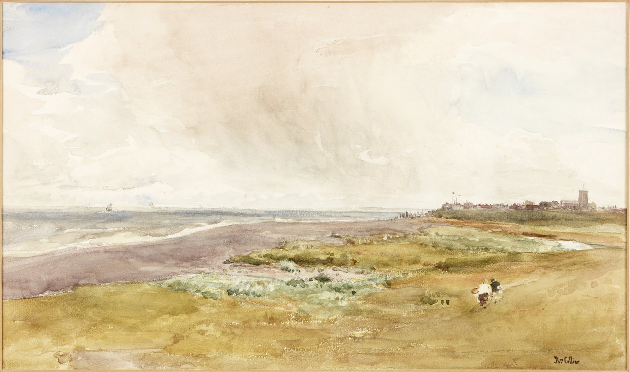 Southwold z pláže (akvarel a škrábání na palubě) od Thomas Collier