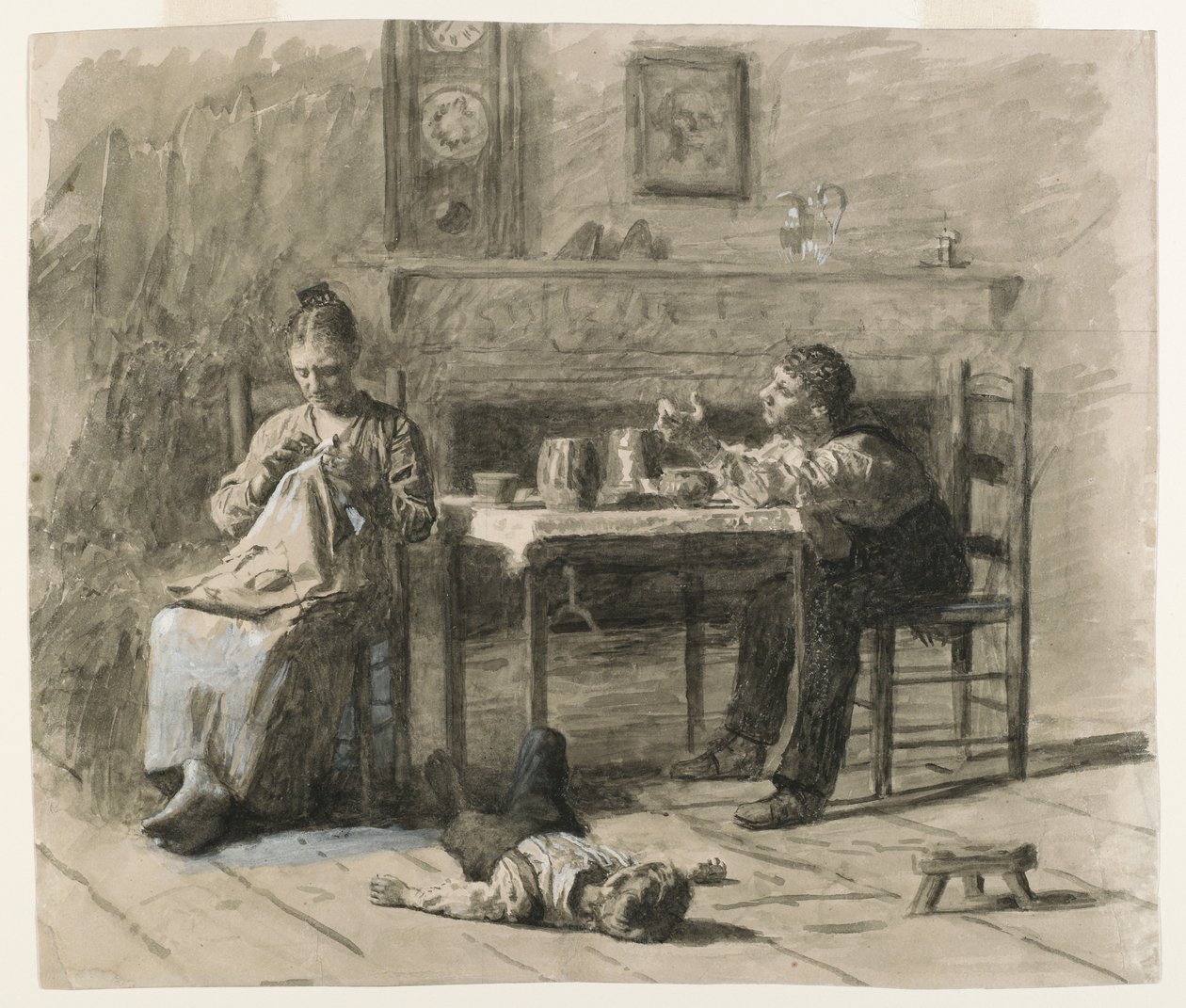Thars Such A Thing As Calls in This World, ilustrace pro podmínky pana Neeluse Peelers, 1879 (černý inkoust s neprůhlednými bílými odlesky na krémovém, středně těžkém hladkém tkaném papíře) od Thomas Eakins