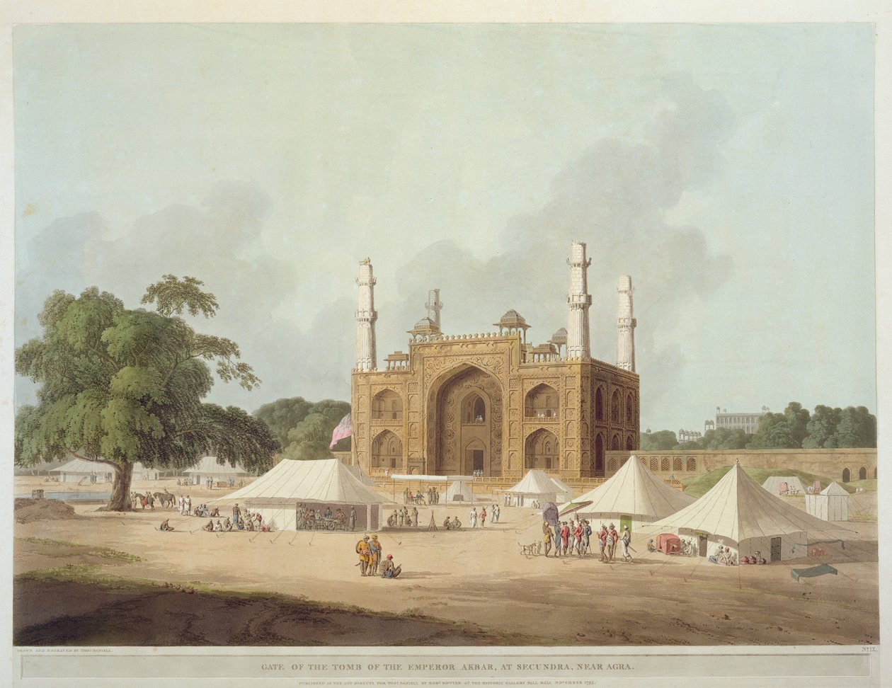 Brána hrobky císaře Akbara (1542-1605), Secundra, Agra, z knihy "Orientální scenérie: (Dvacet čtyři pohledů z Hindoostánu), 1795. od Thomas Daniell