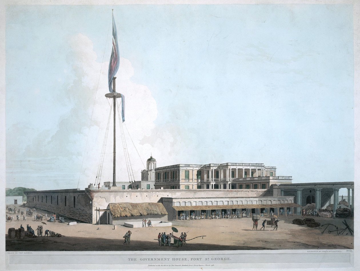 Vládní dům ve Ft. St. George, Madras. 1804 od Thomas Daniell