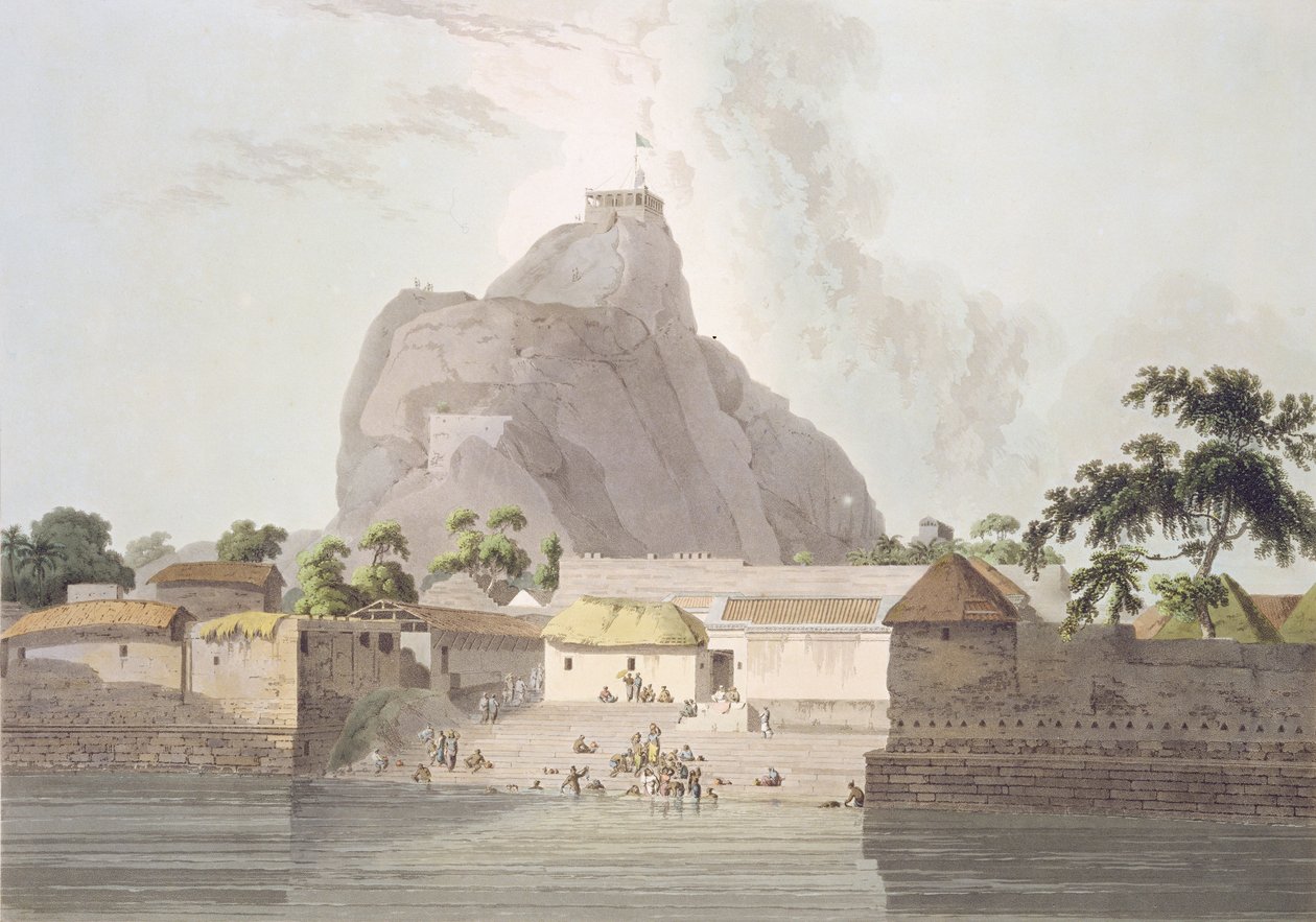 Pohled na pevnost Trichinopoly, deska 47 z „Oriental Scenery: Twenty Four Views in Hindoostan“, vyryté Thomasem a Williamem (1769-1837) Daniell, 1798 od Thomas Daniell