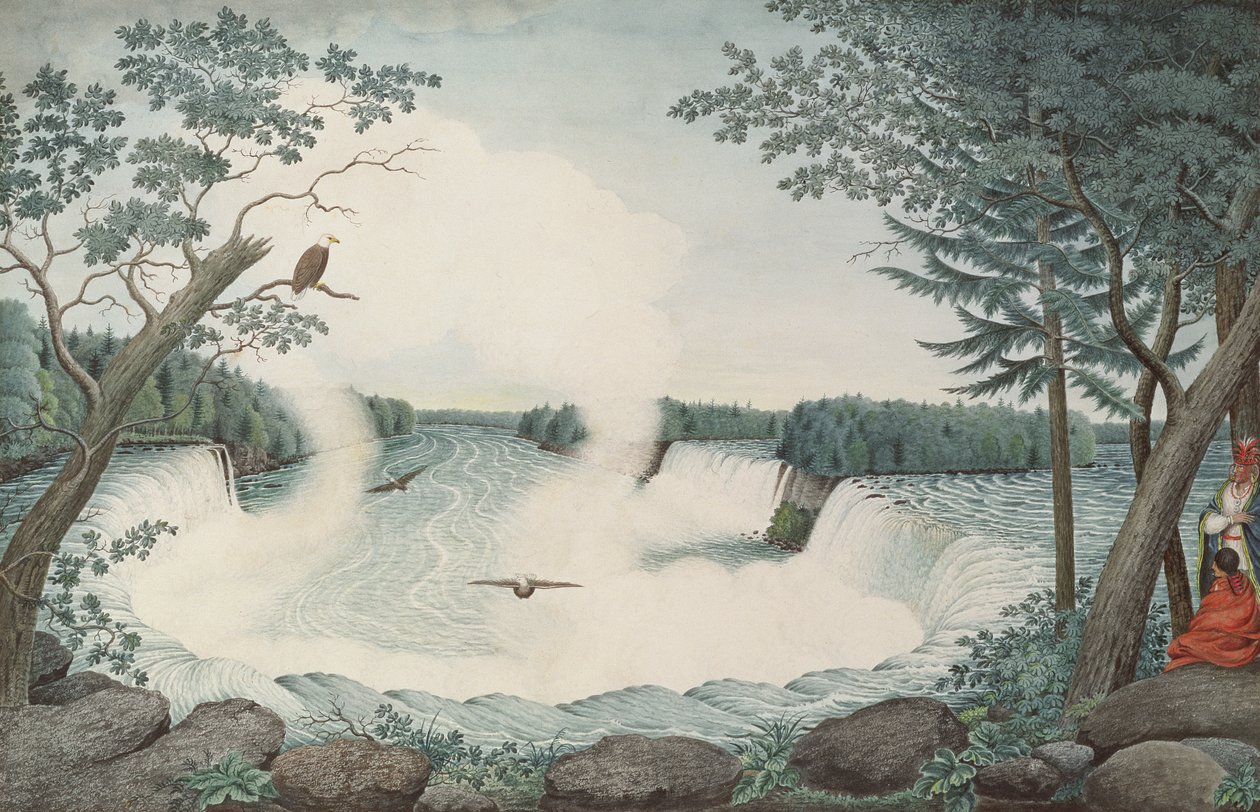 Niagarské vodopády shora, kolem roku 1766 od Thomas Davies
