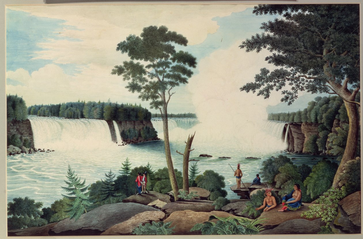 Niagarské vodopády zdola, kolem roku 1766 od Thomas Davies