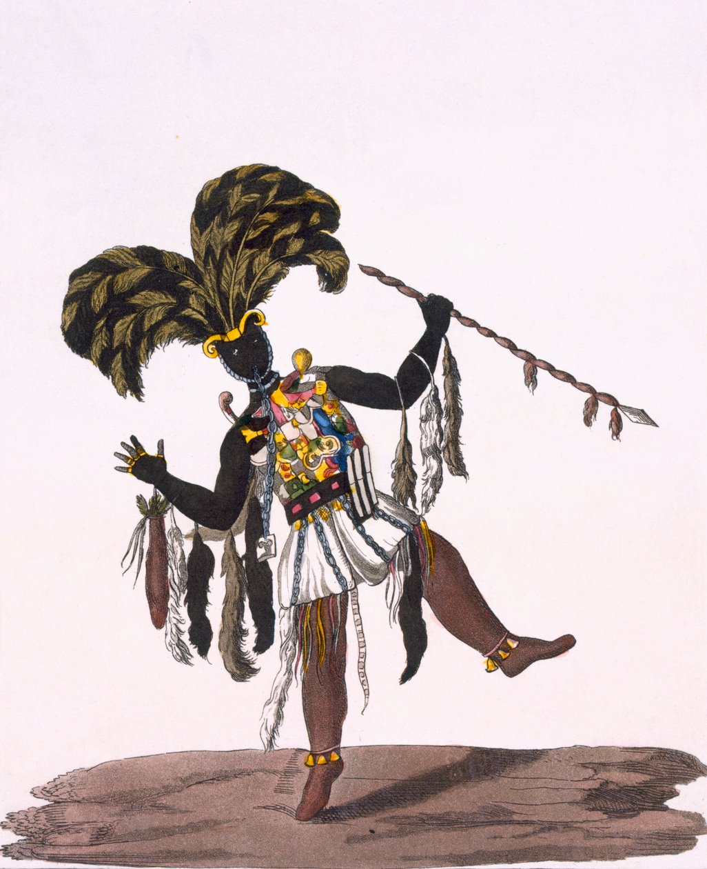 Ašantský kapitán ve válečném oděvu, z knihy "Costume dei..." od Giulia Ferraria, asi 20.-30. léta 19. století od Thomas Edward Bowditch