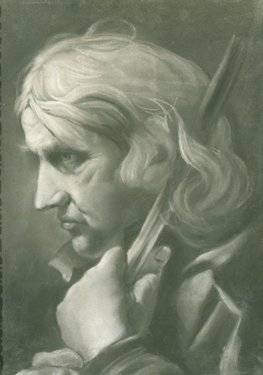 Muž opírající se o hůl, cca 1760 (křída na papíře) od Thomas Frye