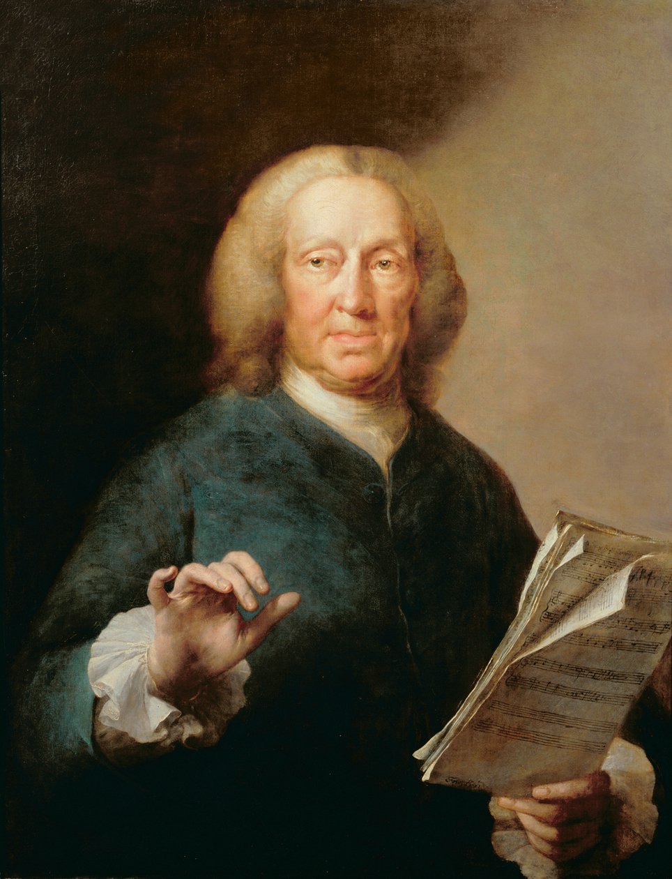 Portrét Richarda Leveridge (16701-1758), baskytarista od Thomas Frye