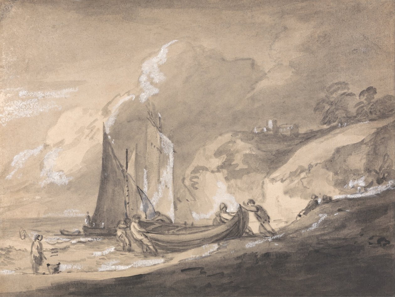 Pobřežní scéna s postavami a loděmi od Thomas Gainsborough