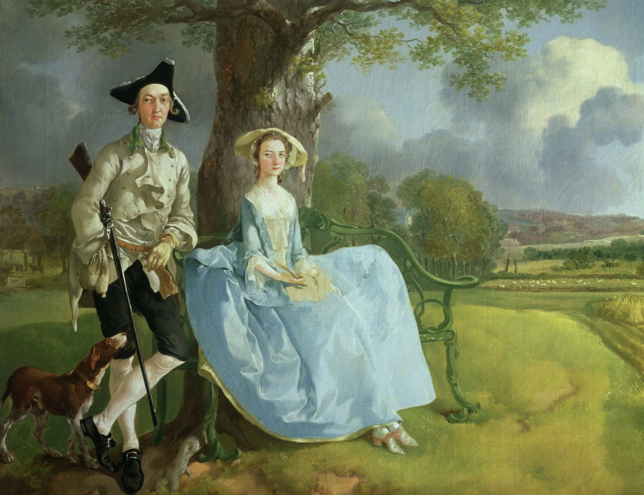 Pan a paní Andrewsovi, kolem 1748-9 detail olej na plátně z 467 od Thomas Gainsborough