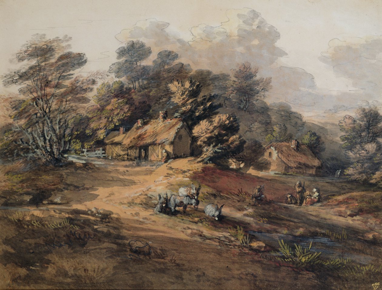 Sedláci a osli u chalup na okraji lesa od Thomas Gainsborough