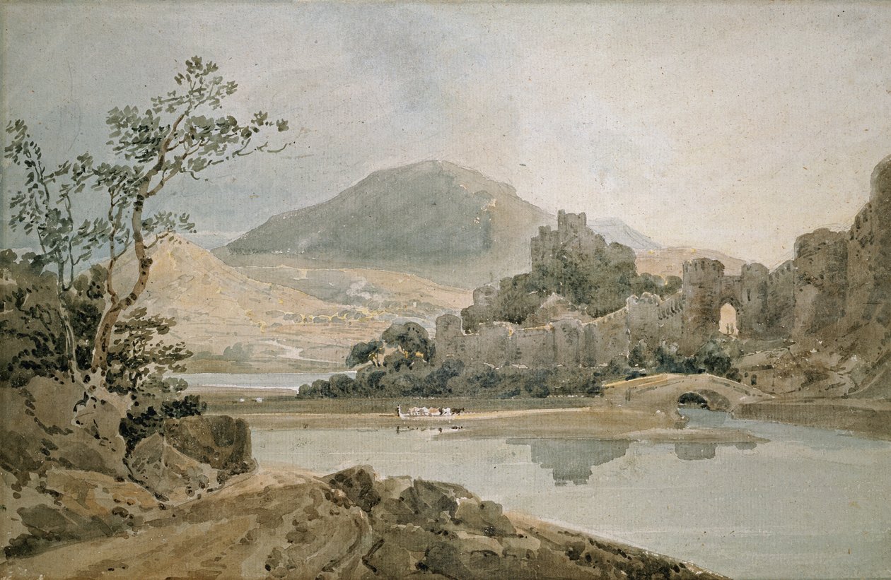 Hrad Conway, Severní Wales (wc na papíře) od Thomas Girtin