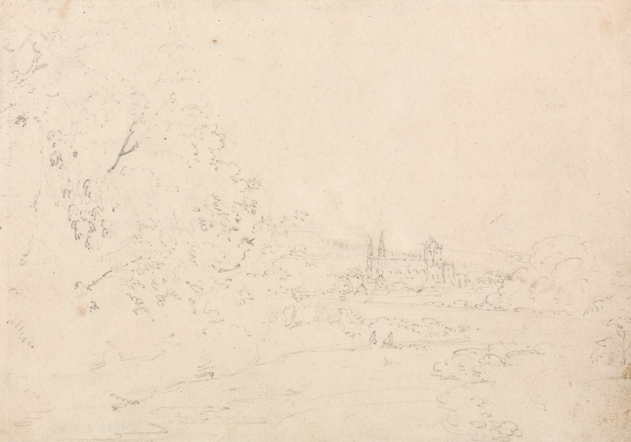 Vzdálený pohled na Jedburgh od Thomas Girtin