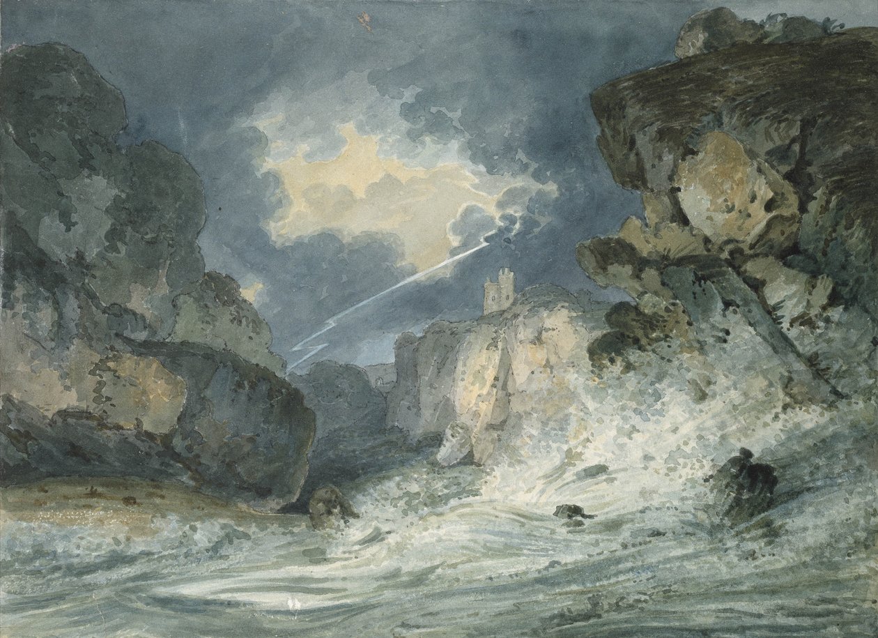 Dunstanburgh Castle in a Thunderstorm, 18. století od Thomas Girtin