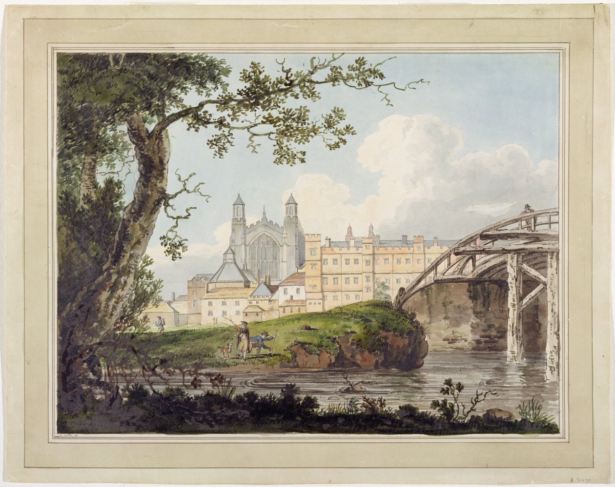 Eton College z Datchet Road, cca 1790 (wc přes grafit na tkaném papíře) od Thomas Girtin