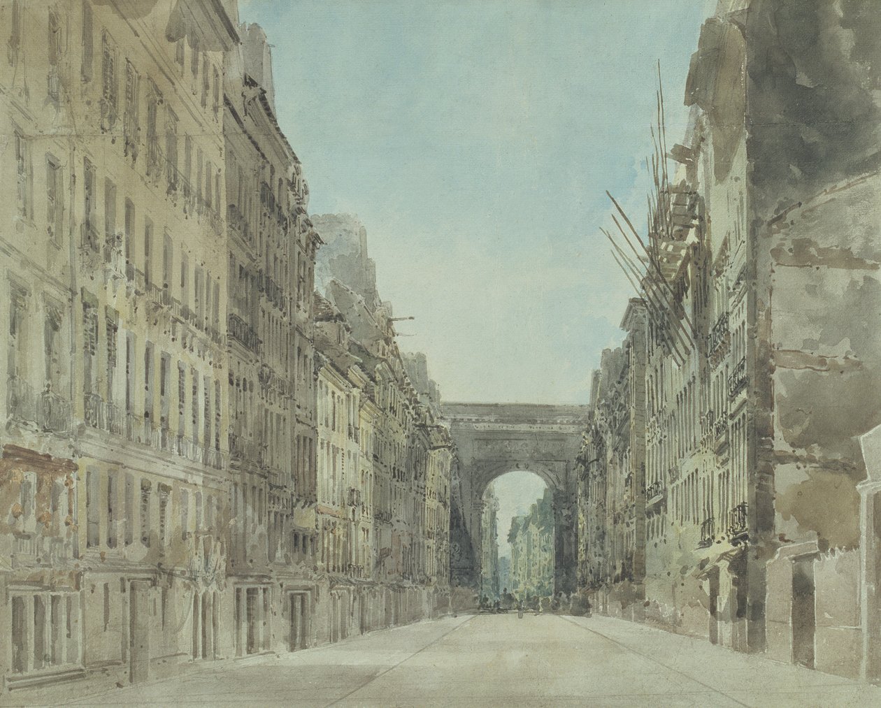 Rue a Porte St Denis, Paříž od Thomas Girtin