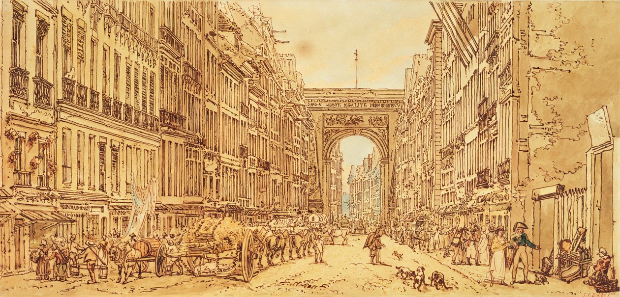 Faubourg a Porte Saint-Denis, 1801 od Thomas Girtin