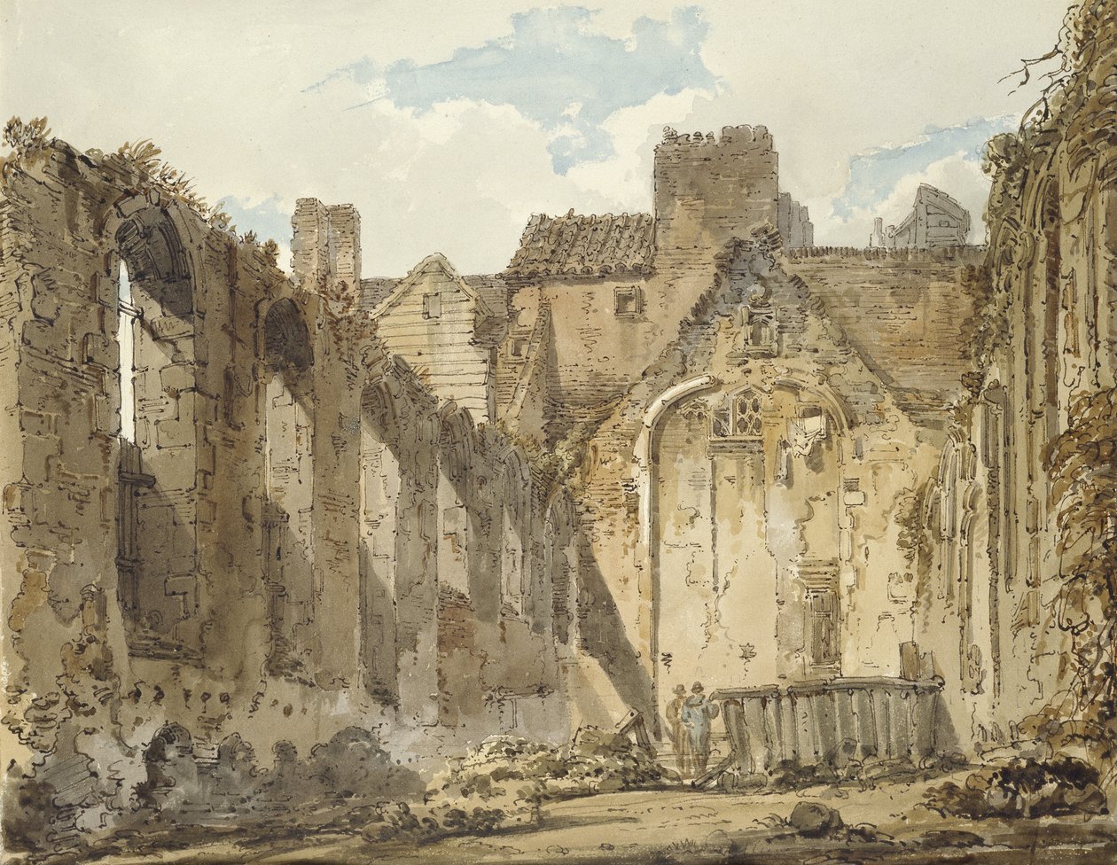 Zřícenina kaple v Savojském paláci, Londýn, asi 1795-96 (akvarel s příměsí hnědé tuše, nad značkami grafit) od Thomas Girtin