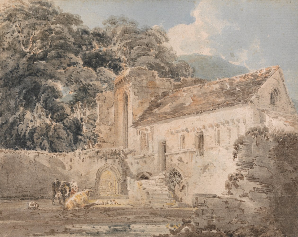 Opatství Valle Crucis, Denbighshire od Thomas Girtin