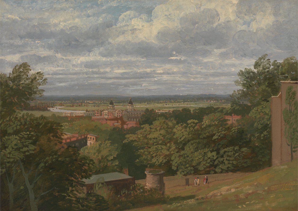 Greenwichská nemocnice z observatoře s dalekým výhledem na Londýn od Thomas Christopher Hofland